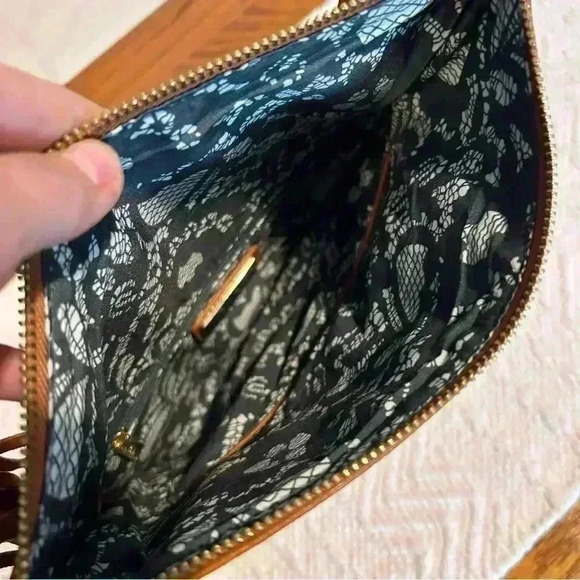 Moda Luxe | Cognac Faux Leather Clutch with Tassles - Picture 3 of 5